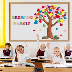 Tree Heart Bulletin Board Decorations, 101Pcs Colorful Growing Hearts Rocks T…