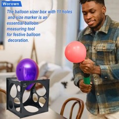 11 Holes Balloon Sizer Cube Box Measurement Tool for Balloon Decoration, 2-10″
