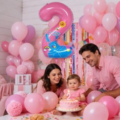 English Teacher Birthday Decorations 40» Pink Rainbow Number 2 Balloon for 2…
