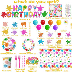 Paint Party Decorations 215Pcs Paint Splatter Party Supplies Art Party Decoratio