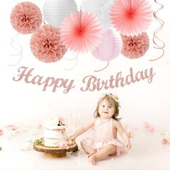 Rose-Gold Pink-White Happy Birthday Party-Decorations – 31pcs Sweet First 16 …