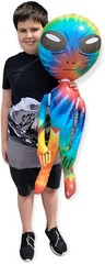 36″ Alien INFLATE (Vinyl) Galaxy/Rainbow/Tie Dye. Inflatable Large Alien Figures