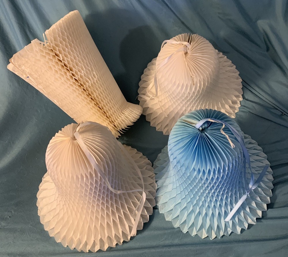 New Westminster Bells Tissue Honeycomb Decoration Various Sizes Lot of 4 Pieces