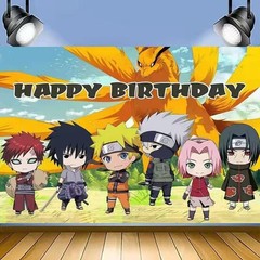 Naruto Theme Happy Birthday Backdrop 5×3.5ft Birthday Party Decoration