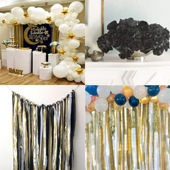 Crepe Paper Streamers 6 Rolls 492Ft, Pack of Gold, Silver and Black Party Stream