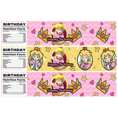 Princess Birthday Water Bottle Labels, Pink and Yellow Party Decorations, 12