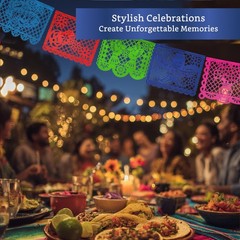 Mexican Party Banners (5 Pack with 10 Plastic Flags per Banner) – Papel Picad…