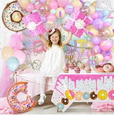 Winrayk 131Pcs Donut Birthday Party Decorations Supplies Donut Balloon Pink