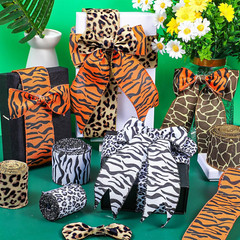 5 Rolls Jungle Animal Wired Ribbons 2.5 Inch Party Decorations Safari Animal Bur