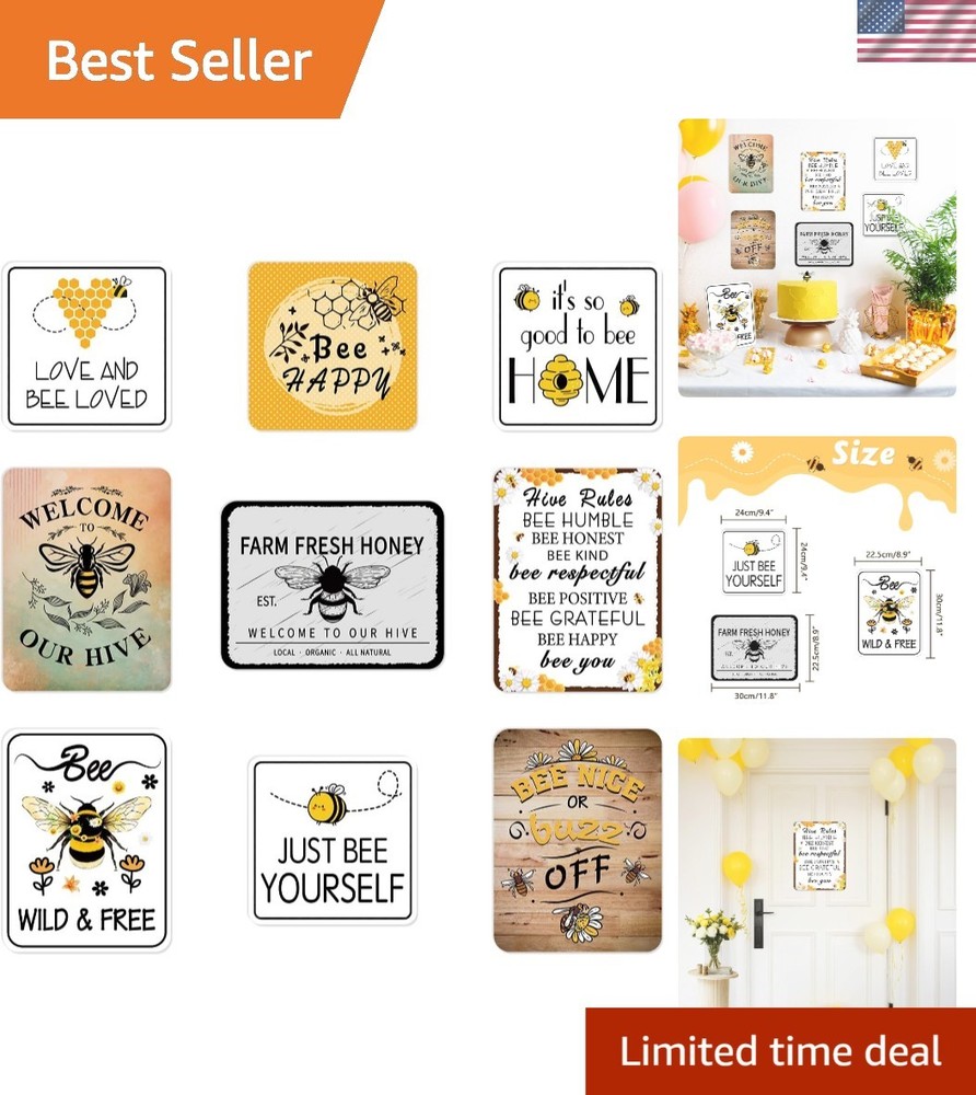 Charming 9PCS Bumble Bee Decorations for Happy Bee Day – High-Quality Cardboard
