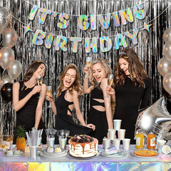 Iridescent It’S Giving Birthday Banner, Pre-Strung Fun Birthday Decorations Supp
