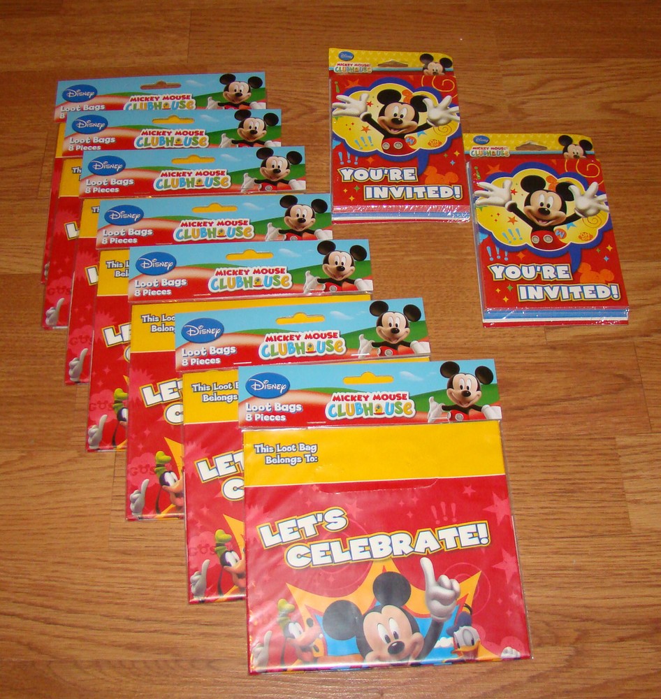DesignWare Disney MICKEY MOUSE CLUBHOUSE – 56 Loot Bags, 16 Invitations
