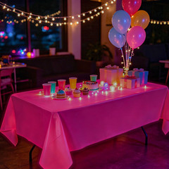 Oigco 4 Pack Neon Tablecloths, Neon Party Decorations, Pink Orange Green Glow in