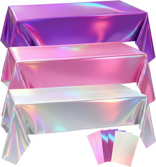 6 Pcs Kpop Theme Party Purple & Pink & Silver Iridescent Party Tablecloth 54 X 1
