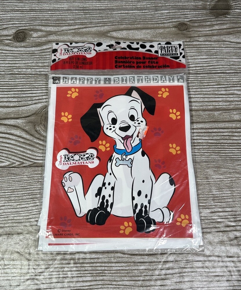 Vintage Y2K 2000 Disney 102 Dalmatians 8 Foot Plastic Happy Birthday Banner