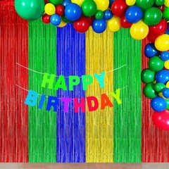 Blue Red Green Yellow Party Decorations, Blue Red Green Yellow Foil Fringe Ba…