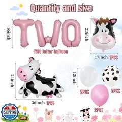 19 PCS Farm Animal Theme Party Balloons, Farm Cow Print Sheep Pig Donkey Myla