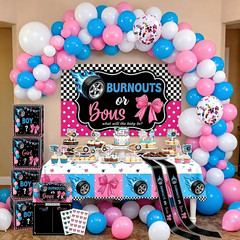 Burnouts or Bows Gender Reveal Decorations, Boy or Girl Gender Reveal Party Deco