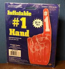 Inflatable #1 Hand Fan Finger Decoration – NEW NOS 24”, 2 Feet Tall Red Orange