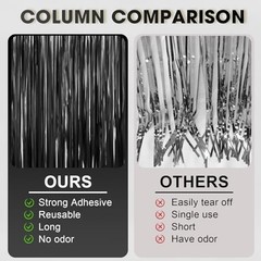 .x 6.6 ft Foil Fringe Backdrop Curtains, Tinsel Streamers Party 3 Black