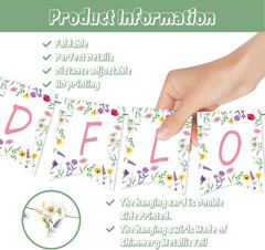 9PCS Flower Birthday Decorations for Girls,She Is a Wildflower Banner Garland Ha