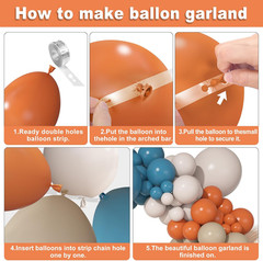 149Pcs Dusty Blue Burnt Orange Balloon Arch Garland Kit Different Sizes 18 12 10