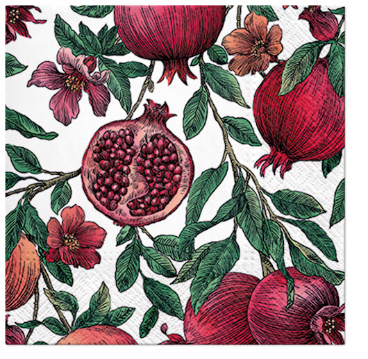 POMEGRANATE Tree with Fruits 20 Cocktail Paper Napkins Kitchen Summer Party