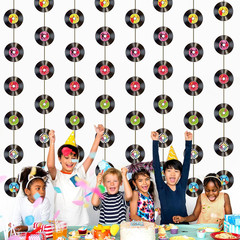 8 Pieces Rock and Roll Party Decorations Retro Record Paper Garlands Vintage The