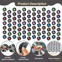 12 PCS Vinyl Records Banners 50’s Party Decorations Music Record Hanging Swirl 1