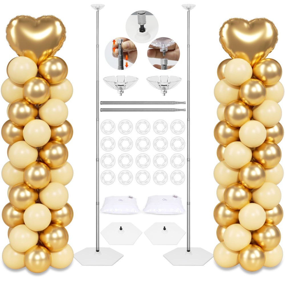 Upgraded Balloon Column Stand Kit, 7 Feet Height Adjustable Balloon Tower Pillar