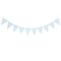 Blue Gingham Flag Banner – Baby Shower Party Decorations,Gingham Pennant