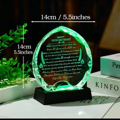 Personalized 75th Birthday Gift – LED Crystal Heart for Him & Her, Unique Ideas