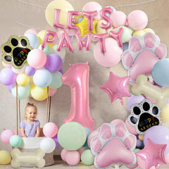 1St Dog Balloons 18Pcs Lets Pawty Balloons Dog Paw Decor Pink 32 Inch Pink Numbe