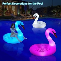 Inflatable Pool Floats, Solar Powered Large Swan Pool Float for Adult, LED Co…