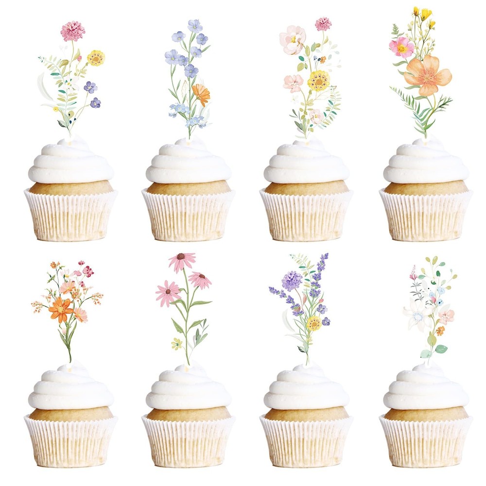 Wildflower Birthday Party Decorations, 40PCS Baby in Bloom Baby Shower Cake D…