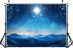 82.6»X 59»Fabric Nativity Desert Birth of Jesus Background Star of Bethlehem B