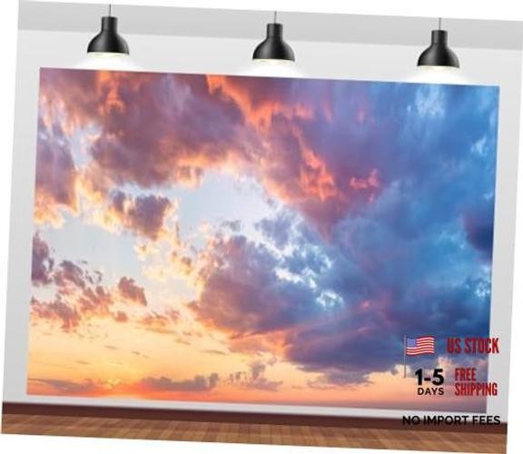 8x6ft Fabric Sunset Sky Clouds Backdrop Bright Sky Sunset Scenery Cloudy 8x6FT