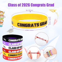 48PCS Class of 2026 Graduation Silicone Bracelets Bulk Congrats Grad Rubber Band