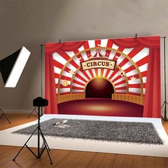 Circus Backdrop Red Curtain Carnival Kids Birthday Party Photo Background Banner