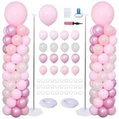 Pink and White Balloon Column Stand Kit of 2 with Balloons