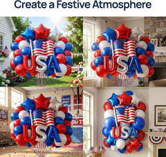Dream Decor Patriotic Balloon Kit 50 Pieces for 4Th of July, Red White and Blue