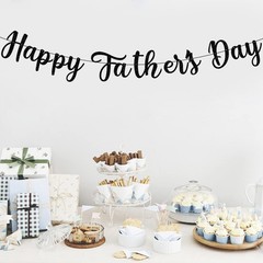 Happy Fathers Day Decorations Banner Black Glitter, Father’s Glitter