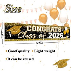 Giant Congrats Grad Banner 9.8ft for Class of 2026 – Perfect for Parties
