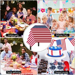 2 Pack American Flag Tablecloths, 54″ x 108″ Disposable for Parties & Events