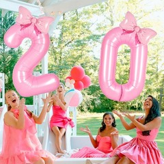 Pink 1 Balloon Number Birthday Decorations for Girls, 40 inches,