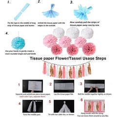 Complete Rose Gold Birthday Decor Set, Glittery Banner, Floral Pom Poms, Pink
