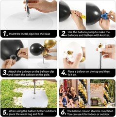 Adjustable Black Gold Confetti Balloon Stand Set for Parties