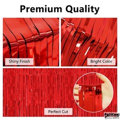2 PCS 3.2×8.2 Ft Thicken Red Streamers Graduation Backdrop Foil Tinsel