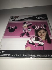 Disney Minnie Mouse Photo Booth Kit 1 Backdrop 4 Wearables 5 Props New