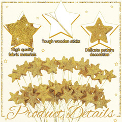 24 Pcs Glitter Star Picks 13.8» Sparkly Star Stem Picks Decoration Foam Vase St